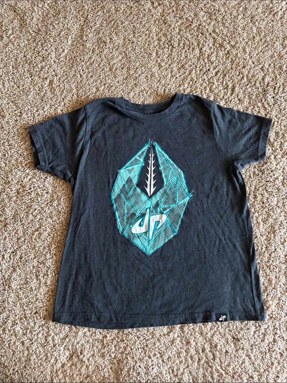 Dude Perfect Boys' Black T‑Shirt with Teal Geometric Graphic